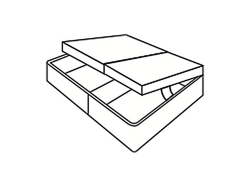 Single divan base with a side lifting ottoman storage lid