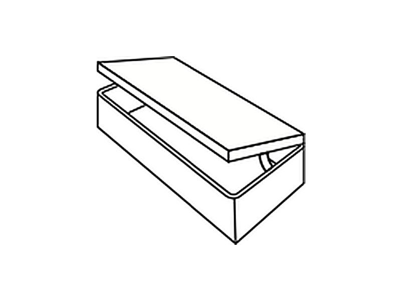 Single divan base with a side lifting ottoman storage lid
